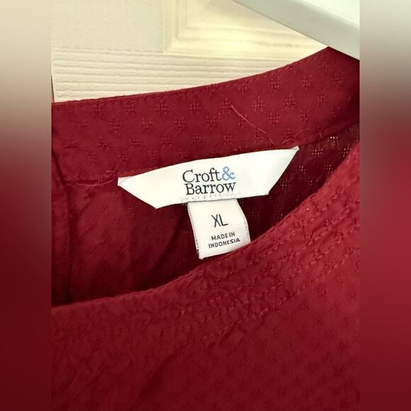 Women's Croft & Barrow Simple Blouse Maroon Red Dark Red Wine Merlot Size XL - Picture 6 of 11